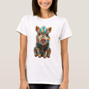 Psychedelic Rainbow Wild Boar Piglet Women T-Shirt