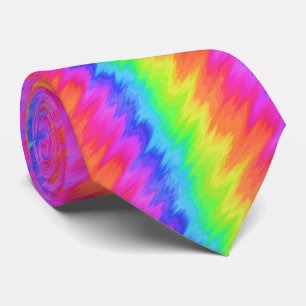 Psychedelic Rainbow Zigzag Necktie