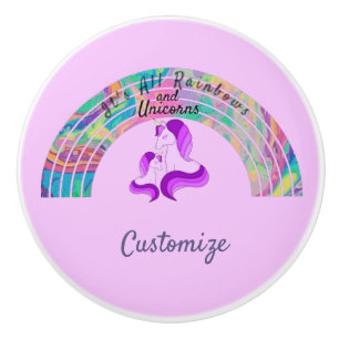 Psychedelic Rainbows and Unicorns Thunder_Cove  Ceramic Knob