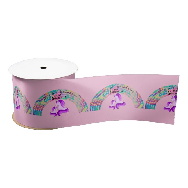 Psychedelic Rainbows and Unicorns Thunder_Cove  Satin Ribbon (Spool)