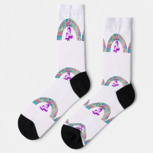 Psychedelic Rainbows and Unicorns Thunder_Cove  Socks