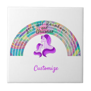 Psychedelic Rainbows and Unicorns Thunder_Cove Tile