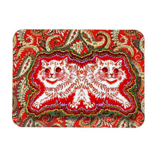 Psychedelic Red Cats (by Louis Wain) Magnet