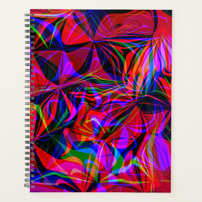Psychedelic Red Mix Abstract Colourful Planner (Front)