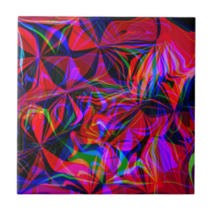 Psychedelic Red Mix Abstract Colourful Tile