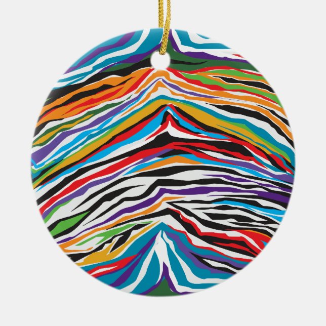 Psychedelic  Retro Ceramic Ornament (Front)