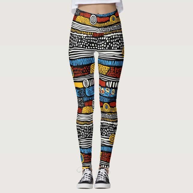 Psychedelic Retro Colours Leggings (Front)