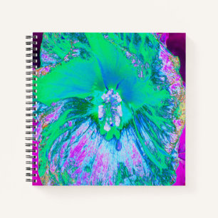 Psychedelic Retro Green and Hot Pink Hibiscus Notebook