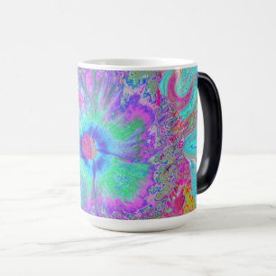 Psychedelic Retro Rainbow Blue Hibiscus Magic Mug