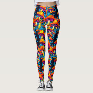 Psychedelic Retro Trippy Mushrooms Leggings