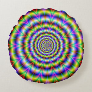 Psychedelic Ringed Pulse Round Pillow