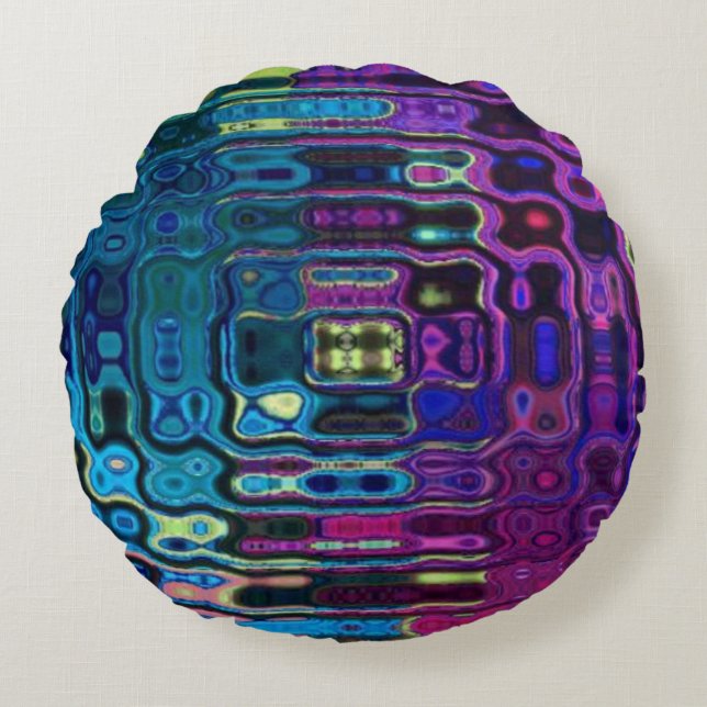 Psychedelic Ripple Effect  Round Pillow (Front)