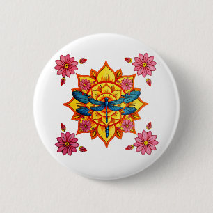 Psychedelic Sacred Geometry Mandala Insect Nature 2 Inch Round Button
