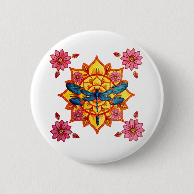 Psychedelic Sacred Geometry Mandala Insect Nature  2 Inch Round Button (Front)
