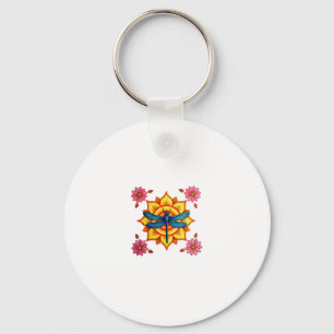 Psychedelic Sacred Geometry Mandala Insect Nature Keychain