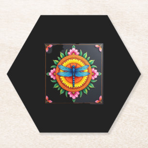 Psychedelic Sacred Geometry Mandala Insect Nature Paper Coaster