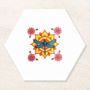 Psychedelic Sacred Geometry Mandala Insect Nature Paper Coaster