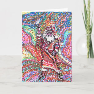 Psychedelic Santa greeting card