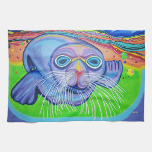 Psychedelic Sea Lion - Acrylic Painting Kitchen Towel