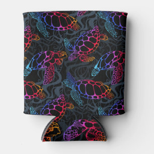 Psychedelic Sea Turtle: Boho Ocean Can Cooler