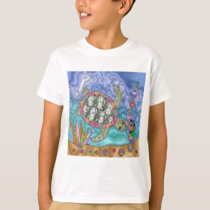 Psychedelic Sea Turtle Seahorse Art T-Shirt