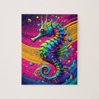 Psychedelic Seahorse Puzzle – Vibrant Ocean Challe
