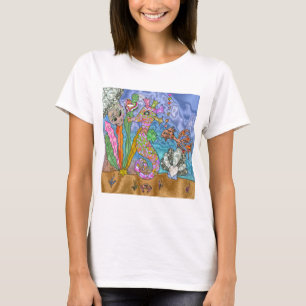 Psychedelic Seahorse Sea Turtle Art T-Shirt