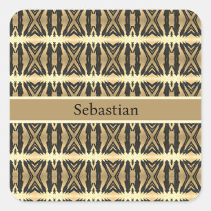 Psychedelic Shadow People in Gold, custom Square Sticker