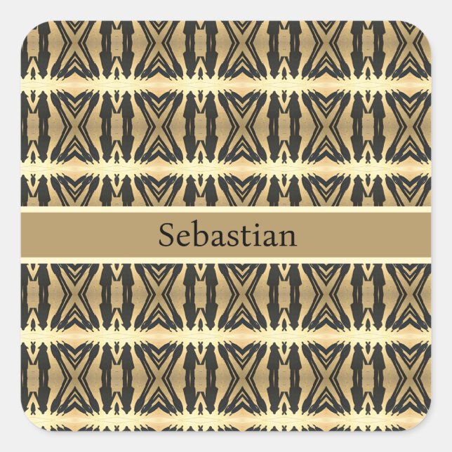Psychedelic Shadow People in Gold, custom Square Sticker (Front)
