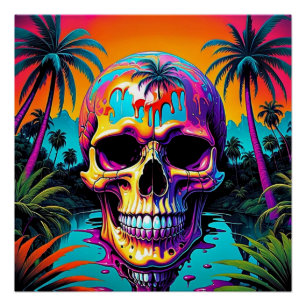Psychedelic Skull 3 Poster