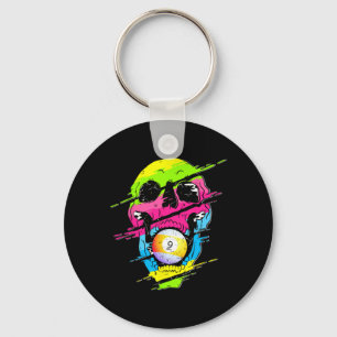 Psychedelic Skull Billiards Gift Colourful Keychain