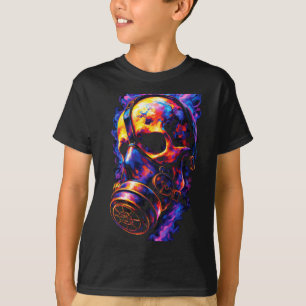 Psychedelic Skull Gas Mask Flame Vortex T-Shirt