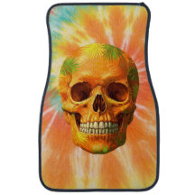 Psychedelic Skull Tie-Dye Car Floor Mats
