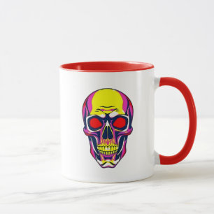 Psychedelic skull with flashy colors. mug