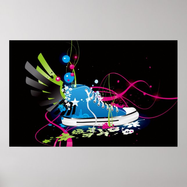 Psychedelic Sneaker Shoe Poster (Front)