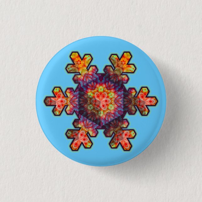 Psychedelic Snowflake 1 Inch Round Button (Front)