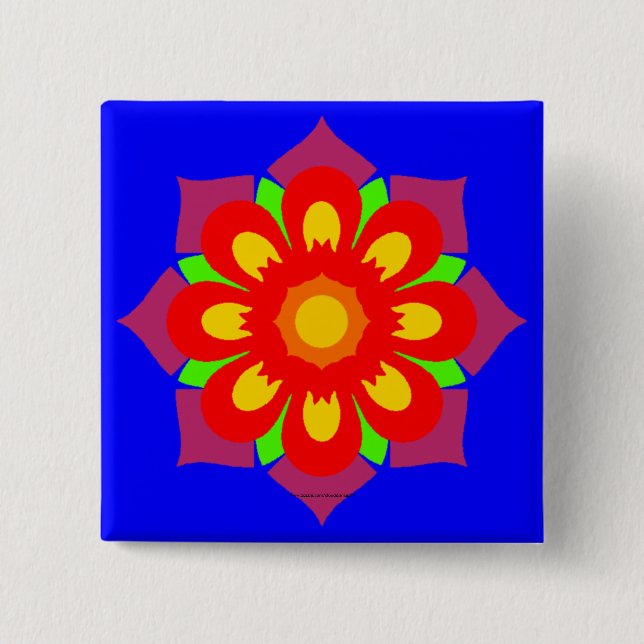 Psychedelic Snowflake 2 Inch Square Button (Front)