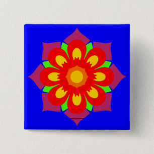 Psychedelic Snowflake 2 Inch Square Button