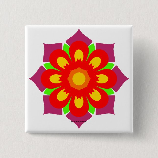 Psychedelic Snowflake 2 Inch Square Button (Front)