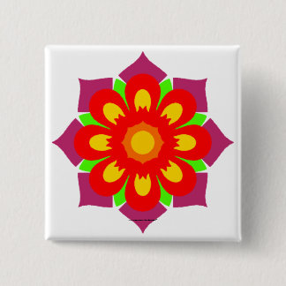 Psychedelic Snowflake 2 Inch Square Button