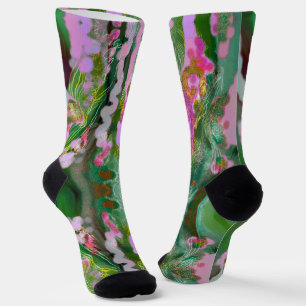 Psychedelic socks abstract green & pink
