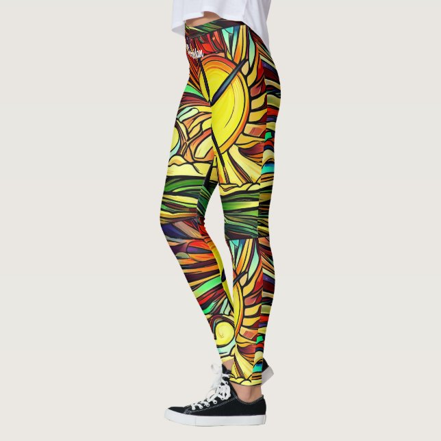 Psychedelic Solar and Wind Power Leggings (Left)