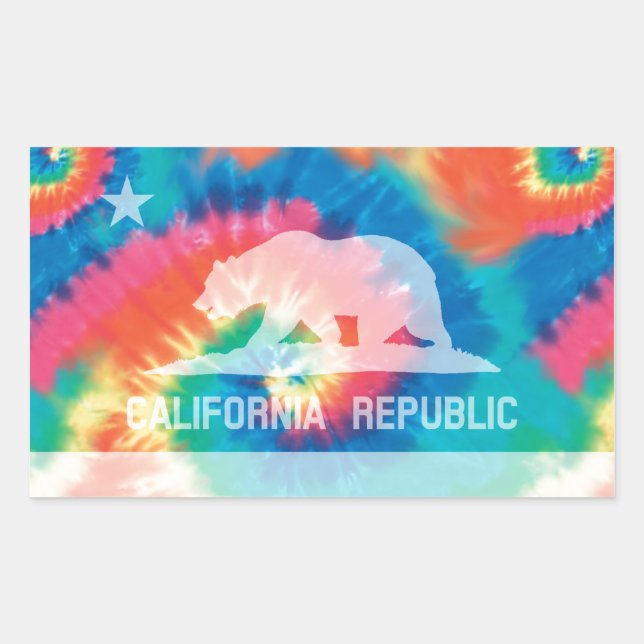 Psychedelic Soul Tie Dyed California Republic Flag Sticker (Front)