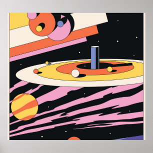 Psychedelic Space: 70s Geometric Shapes Poster