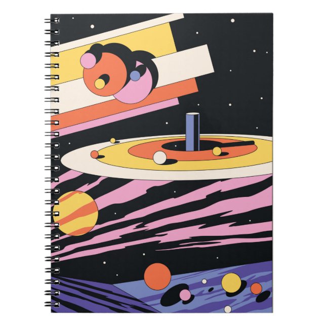 Psychedelic Space Abstract Illustration,  Geometri Notebook (Front)