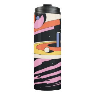 Psychedelic Space Abstract Illustration, Geometri Thermal Tumbler