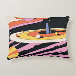 Psychedelic Space Abstract Illustration,Geometric Accent Pillow