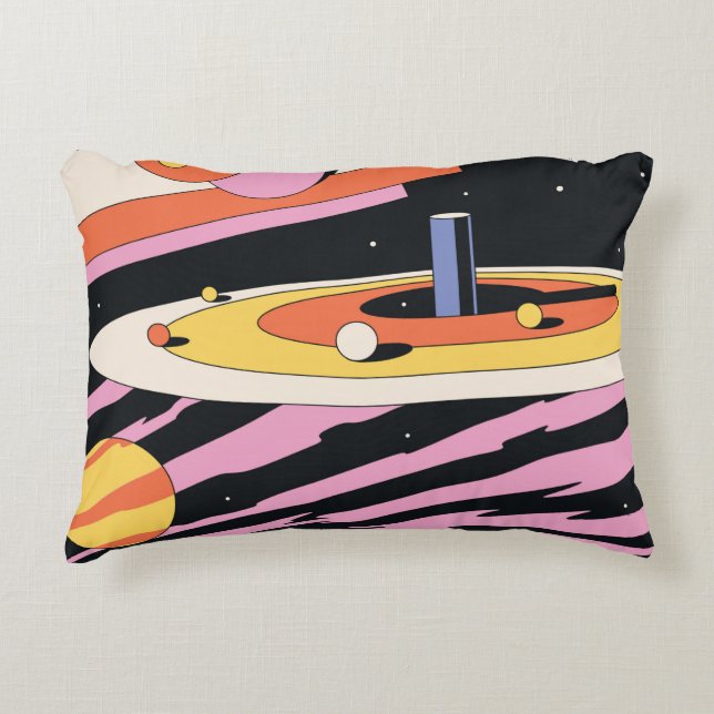 Psychedelic Space Abstract Illustration,Geometric  Accent Pillow (Front)