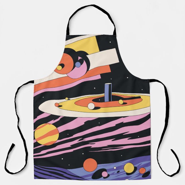 Psychedelic Space Abstract Illustration,Geometric  Apron (Front)
