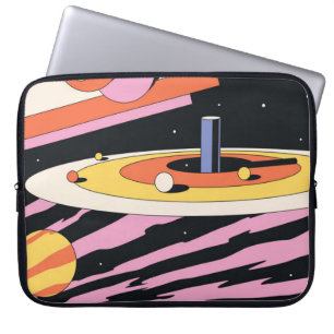 Psychedelic Space Abstract Illustration,Geometric Laptop Sleeve